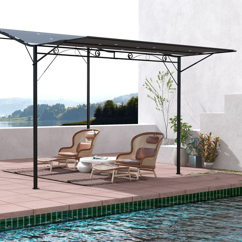 Image of a Charcoal Grey Retractable Sun Shade For Patios and Gardens.
