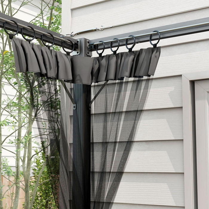 3m Garden Pergola With Retractable Canopy and Sides, Dark Grey