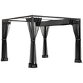 3m Garden Pergola With Retractable Canopy and Sides, Dark Grey Outsunny