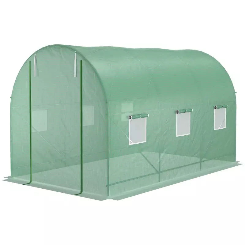 Walk in Greenhouse, Roll Up Door, 3.5x2x2m, Green