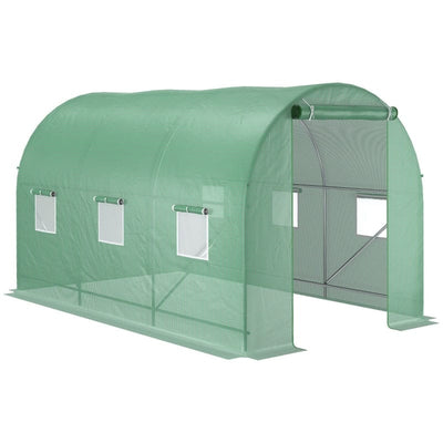 Walk in Greenhouse, Roll Up Door, 3.5x2x2m, Green Outsunny