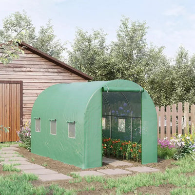 Walk in Greenhouse, Roll Up Door, 3.5x2x2m, Green Outsunny