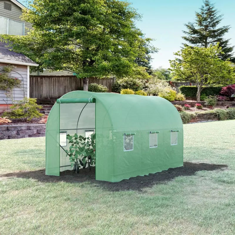 Walk in Greenhouse, Roll Up Door, 3.5x2x2m, Green