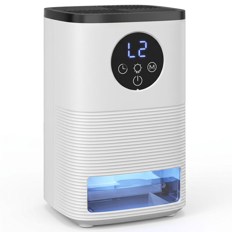 HOMCOM white dehumidifier studio shot with black top vents and LED touch display
