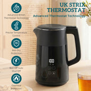 Electric Kettle with Fast Boil and Adjustable Temperature for Busy Family Mornings Black Homcom