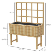 Natural Wooden Garden Planter With Trellis 105cm Ideal For Climbing Plants and Vines