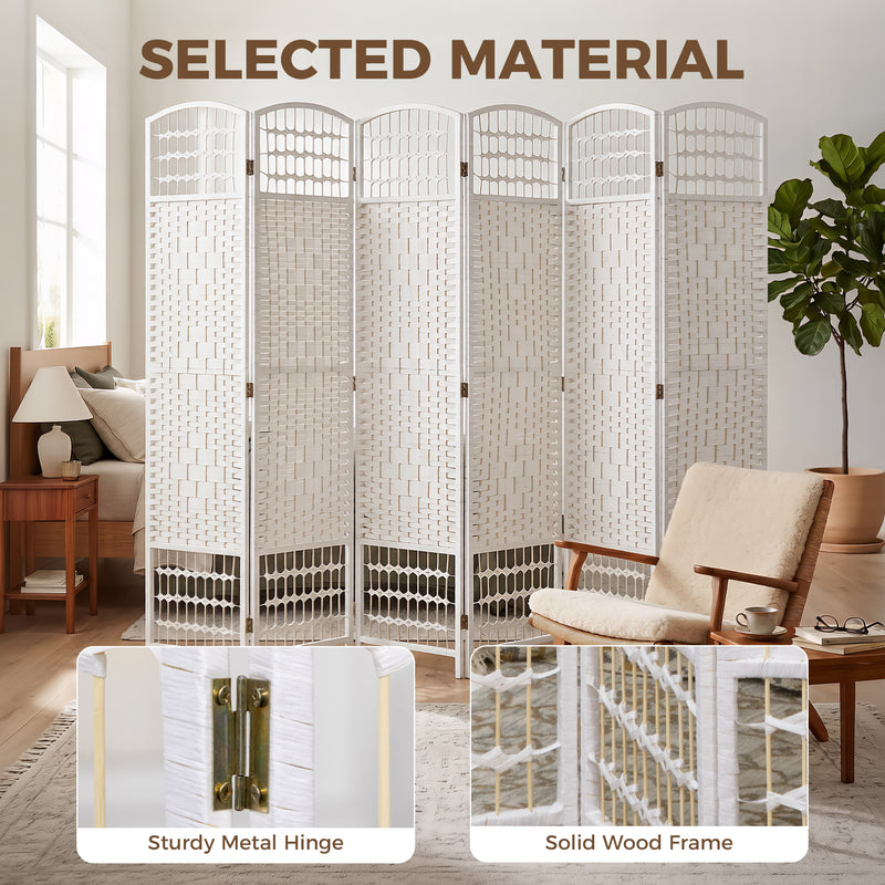 6 Panel Folding Room Divider for Instant Privacy and Flexible Space Separation White