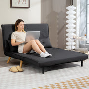 Two Seater Linen Look Sofa Bed Converts to Guest Bed Ideal for Small Spaces Charcoal Grey