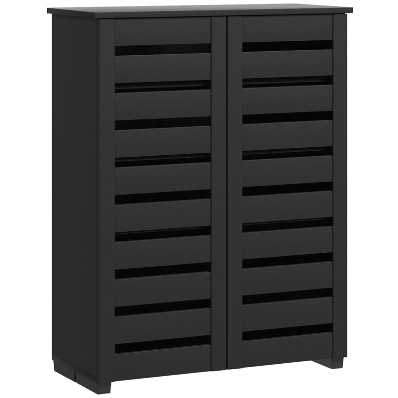 Black Shoe Storage Cabinet With Adjustable Shelves Ideal for Hallways and Entryways, Holds 15 Pairs