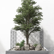 Black Decorative Steel Picket Fence Panels Set of 4 For Garden Borders and Pathways