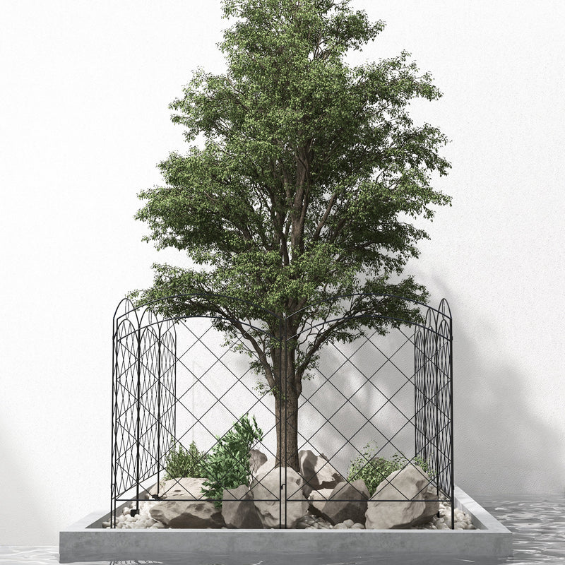 Black Decorative Steel Picket Fence Panels Set of 4 For Garden Borders and Pathways