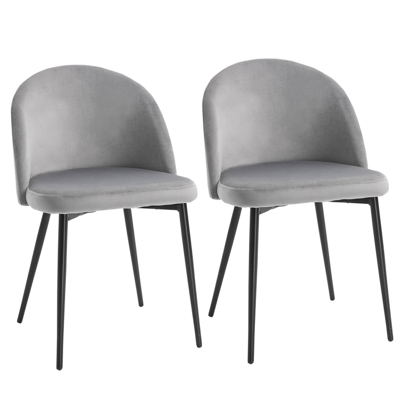 Set of 2 Fabric Dining Chairs with Padded Seat for Kitchen Office or Lounge Grey