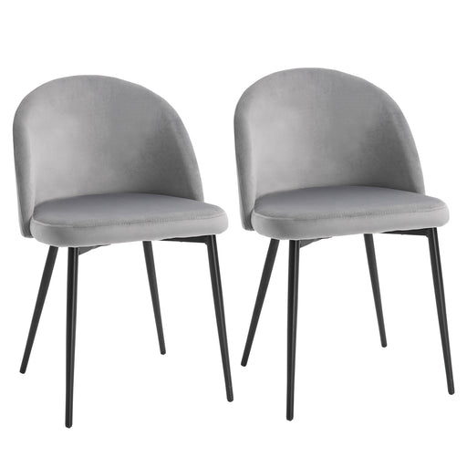 Set of 2 Fabric Dining Chairs with Padded Seat for Kitchen Office or Lounge Grey