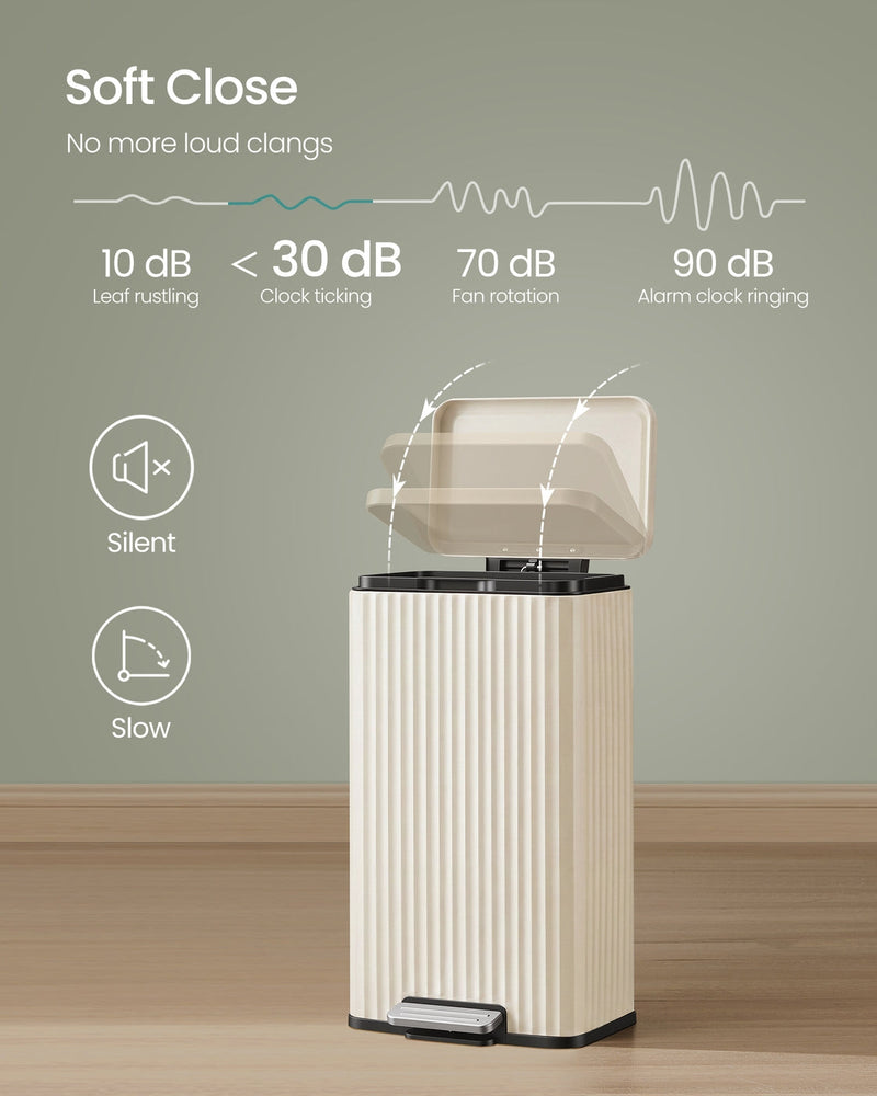 Soft close lid shown closing quietly at under 30 decibels