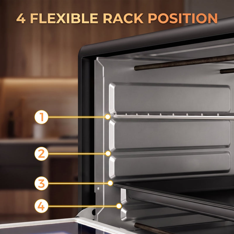 Close-up of the oven interior showing 4 numbered rack positions