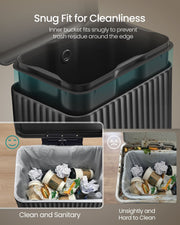 Cross-section of the removable inner bucket fitting snugly inside the outer bin