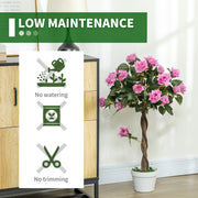 Set of 2 Artificial White Rose Plants 90cm Faux Floral Decoration for Home or Garden by Outsunny