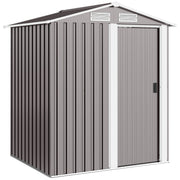 Metal Garden Storage Shed With Sliding Door And Sloped Roof For Tools Organisation Grey Outsunny
