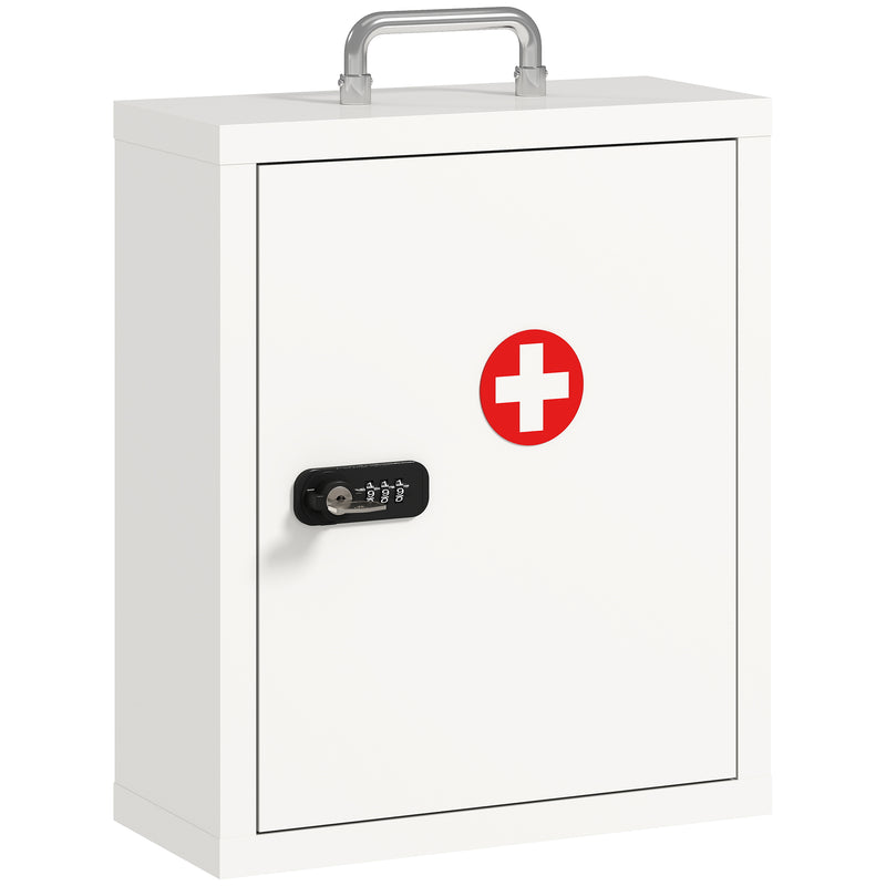 Medicine Cabinet with Lock for Secure Home Storage and Easy Wall Mounting White Red