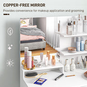 Dressing Table and Stool Set With Hidden Storage Ideal for Bedroom or Vanity Use White