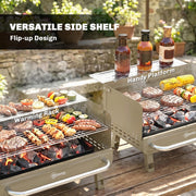 Portable Charcoal BBQ Grill for Easy Outdoor Cooking with Adjustable Grate Khaki AOSOM