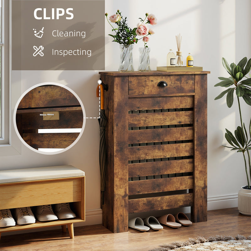 Radiator Cover with Storage Drawer for Safe Heating and Hallway Organisation Rustic Brown Homcom