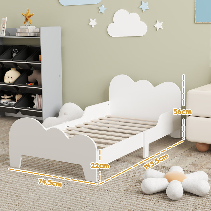 Cloud Themed Toddler Bed Frame with Safety Rails 143.5 x 74.5 x 56cm by AIYAPLAY