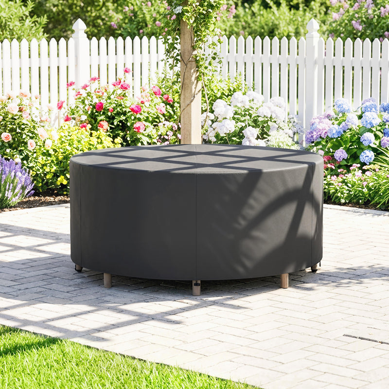 Round Garden Furniture Cover for Patio Table and Chairs Waterproof Black