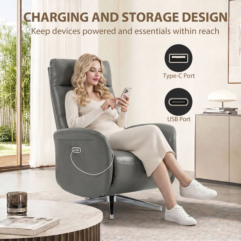Electric Recliner Chair With Full-Body Support and USB Charging for Living Room Comfort