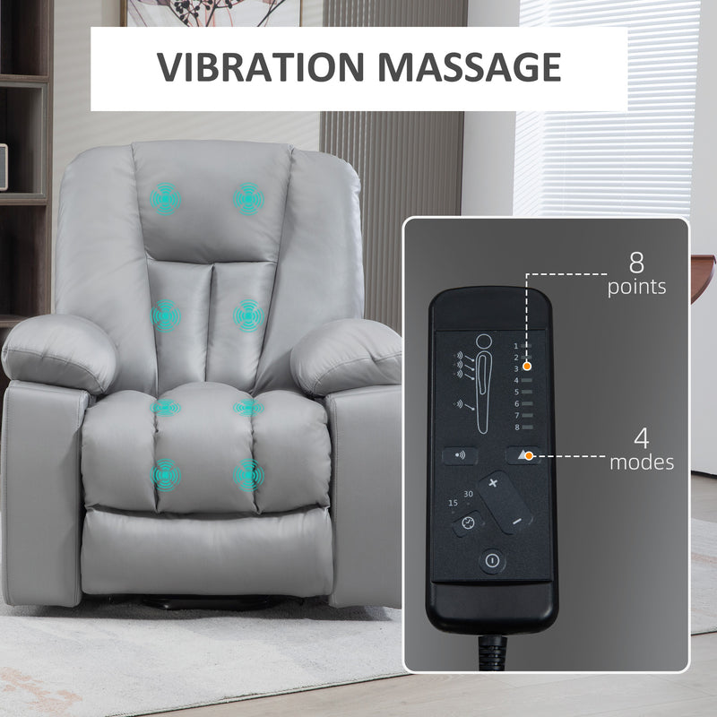 Reclining Massage Armchair with Eight Vibration Points for Relaxation and Comfort Charcoal Grey