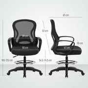 Ergonomic Mesh Drafting Office Chair With Lumbar Support And Footrest For Standing Desks Black