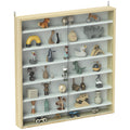 7 Tier Wall Display Cabinet with Glass Doors and Adjustable Shelves Oak by HOMCOM