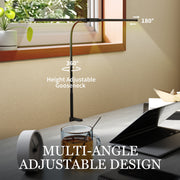 Black LED Clamp Desk Lamp With Double Head And Gooseneck For Office Or Study Use AOSOM