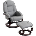 Recliner Chair and Footstool for Full Body Relaxation with Swivel Base Grey Homcom