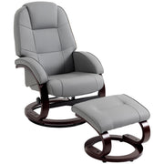Recliner Chair and Footstool for Full Body Relaxation with Swivel Base Grey Homcom