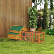 Yellow Wooden Chicken Coop and Run Set for 4 to 8 Hens with Nesting Box and Tray by Outsunny AOSOM