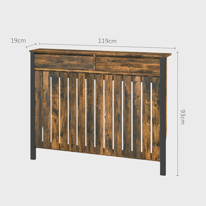 Rustic Wooden Radiator Cover with Drawers 93 x 119cm by HOMCOM