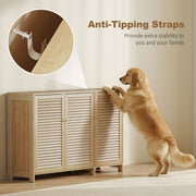 Shoe Storage Cabinet for Hallway with Adjustable Shelves and Louvered Doors Natural Wood Homcom