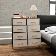 Cream White 8 Drawer Fabric Chest of Drawers with Wooden Top for Bedroom and Nursery by HOMCOM
