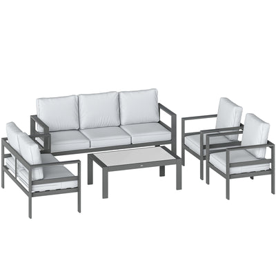 Metal Garden Furniture Set with Deep Cushions for All Weather Comfort, Dark Grey Outsunny