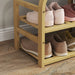 Bamboo Shoe Rack Bench with Padded Seat Natural Wood Finish by HOMCOM