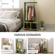Green Small Open Wardrobe on Wheels with Clothes Rail and Shelves by HOMCOM