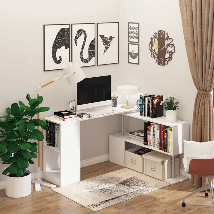 360° Rotating Corner Desk with Shelves Combo