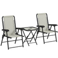 3 Piece Garden Bistro Set For Balcony Or Patio With Foldable Table and Chairs, Cream White Outsunny