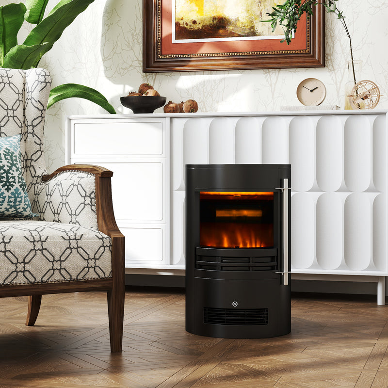 Freestanding Electric Fireplace with Realistic Flame Effect for Instant Living Room Warmth Black
