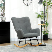 Grey Teddy Fleece Rocking Chair with Wooden Base by HOMCOM