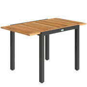 Extendable Garden Dining Table Ready Assembled for Easy Outdoor Hosting Natural Black Outsunny