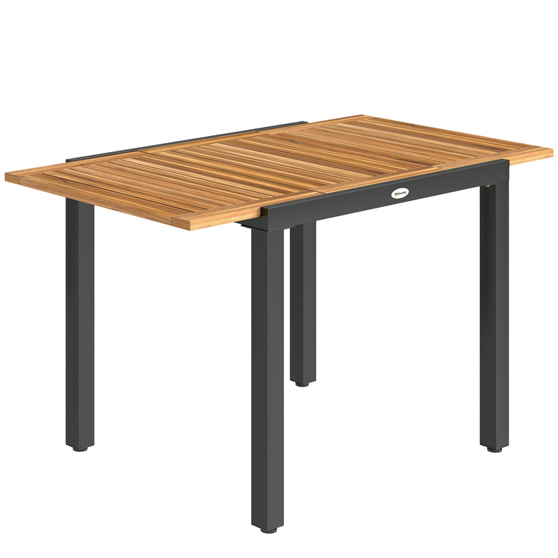 Extendable Garden Dining Table Ready Assembled for Easy Outdoor Hosting Natural Black Outsunny