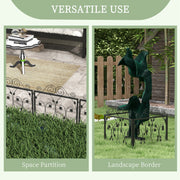 Garden Fence Panels Set of 4 Black Metal 57cm Decorative Leaf Design for Borders Outsunny