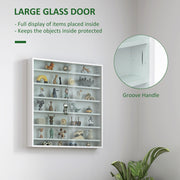 White 7 Tier Wall Display Cabinet with Glass Doors and Adjustable Shelves by HOMCOM